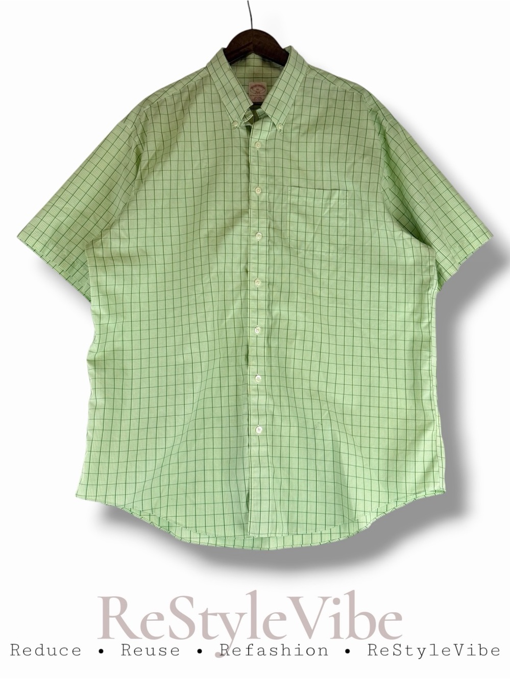 BROOKS BROTHERS 346 Men’s Size XL Shirt Button Down Plaid Short Sleeve Fit